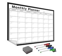 WallTAC - Planificador mensual de pared A1 con bolígrafos de pizarra blanca, fabricado en el Reino Unido, calendario de limpieza en seco fácil de quitar con adhesivo reutilizable, planificador de
