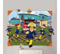 Walltastic, Decoración Mural emergente en 3D, Sam el Bombero, Multicolor, 152 cm x 121 cm