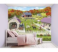 Walltastic Horse and Pony Stables 41738 - Papel Pintado Adhesivo de Pared, Papel FSC, Multicolor, 8 Pies de Alto x 10 Pies de Ancho, 1 Tamaño