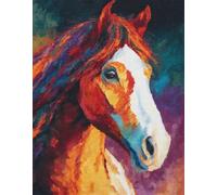 WallustrioaW animal Kit de Alfombra de Gancho,Caballo colorido,pestillo alfombra hacer tapices,3D Tapiz Alfombra Latch Hook Kit,Patrón impreso,52x38cm