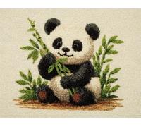 WallustrioaW animal Kit de Alfombra de Gancho,Panda comiendo bambú,pestillo alfombra hacer tapices,3D Tapiz Alfombra Latch Hook Kit,Patrón impreso,55x75cm