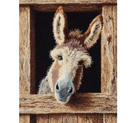 WallustrioaW Diy Kit Alfombra Gancho De Pestillo,burro, animal de granja,Kit De Ganchillo Para Principiantes,Juego De Tapiz Con Lienzo Impreso,Regalo,52x38cm