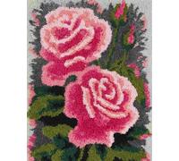 WallustrioaW flores Kit de Alfombras con Gancho de Pestillo,rosas rosadas,3D Latch Hook Manualidades Kits,DIY de Fabricación de Alfombras para Adultos y Principiantes,60x90cm
