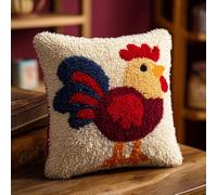 WallustrioaW Juego De Cojines Con Ganchos De Nudos,Gallo Para O Principiantes Adultos,Diy,Cierre De Ganchos,Funda De Almohada,Juego De Bordado,Alfombra De Anudado 43X43Cm