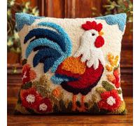 WallustrioaW Juego De Cojines Con Ganchos De Nudos,Gallo Para O Principiantes Adultos,Diy,Cierre De Ganchos,Funda De Almohada,Juego De Bordado,Alfombra De Anudado 43X43Cm