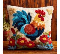 WallustrioaW Juego De Cojines Con Ganchos De Nudos,Gallo Para O Principiantes Adultos,Diy,Cierre De Ganchos,Funda De Almohada,Juego De Bordado,Alfombra De Anudado 43X43Cm