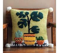 WallustrioaW Juego De Cojines Con Ganchos De Nudos,Maceta De Hoja De Palma 43X43Cm O Principiantes Adultos,Diy Cierre De Ganchos,Funda De Almohada,Juego De Bordado,Alfombra De Anudado