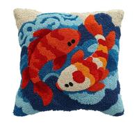 WallustrioaW Juego De Cojines Con Ganchos De Nudos,Pez Para O Principiantes Adultos,Diy,Cierre De Ganchos,Funda De Almohada,Juego De Bordado,Alfombra De Anudado 43X43Cm