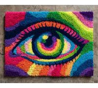 WallustrioaW Kit Alfombra Gancho De Pestillo,Ojos de colores,DIY Manualidades Adultos Set Creativo Regalo,Bordado Kit Principiantes,Latch Hook Embroidery Rug,60x90cm