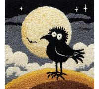 WallustrioaW Kit Cojin Gancho de Pestillo,Cuervos en la luna,Cojines con Cierre de Gancho Funda de Almohada de Bricolaje Bordadas Kits de Manualidades,43x43cm