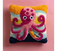 WallustrioaW Kit Cojin Gancho de Pestillo,Pulpo de dibujos animados,Cojines con Cierre de Gancho Funda de Almohada de Bricolaje Bordadas Kits de Manualidades,43x43cm