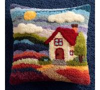 WallustrioaW Kit De Almohada De Gancho De Cerradura,Construcción De Edificios Latch Hook Pillowcase Kits 43X43Cm