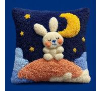 WallustrioaW Kit de cierre de gancho,Conejo en la luna,Kit de cojín de gancho de cierre DIY Principiantes Adultos Regalo para adoles,43x43cm