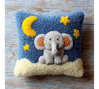 WallustrioaW Kit de cierre de gancho,El pequeño elefante en la luna,Kit de cojín de gancho de cierre DIY Principiantes Adultos Regalo para adoles,43x43cm