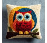 WallustrioaW Kit de cierre de gancho para bricolaje,Búho en la luna,cojín con gancho,tapete de almohada,kits de manualidades de bordado para Principiantes 43x43cm