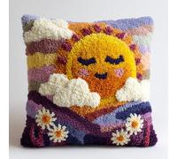 WallustrioaW Kit De Cojín De Gancho De Pestillo,Luna y nubes Kits De Costura De Fundas De Almohada,De Bordado De Bricolaje Para Principiantes,Adultos,43x43cm