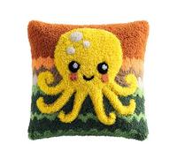 WallustrioaW Kit de cojín de pestillo,Pulpo de dibujos animados,juego de bordado de alfombras,patrón de lona de ganchillo,manualidades para niños,adultos y principiantes,43x43cm