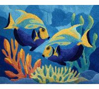 WallustrioaW Kit De Ganchillo Para Principiantes,Pez animal,pez cirujano de cola amarilla,DIY Latch Hook Kit Rug Making Crafts for Adults,Sets para Hacer Alfombras,Decoración del Hogar,60x90cm