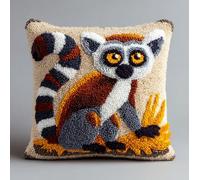 WallustrioaW Kit de gancho de cierre para bricolaje,Lémur de cola anillada,funda de almohada,bordado de alfombra,funda de cojín para sofá,kits de manualidades,43x43cm