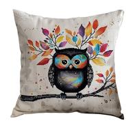 WallustrioaW Kit Para Cojín De Punto De Cruz Bordado Impreso,Búho 11 Ct Bricolaje Kit Bordado De Punto De Cruz, 45 X 45 Cm Kit Para Bordar Punto De Cruz Punto De Cruz Kit Completo Bordado Almohada