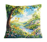 WallustrioaW Kit Para Cojín De Punto De Cruz Bordado Impreso,Paisaje 11 Ct Bricolaje Kit Bordado De Punto De Cruz, 45 X 45 Cm Kit Para Bordar Punto De Cruz Punto De Cruz Kit Completo Bordado Almohada