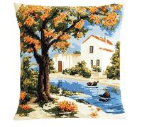 WallustrioaW Kit Para Cojín De Punto De Cruz Bordado Impreso,Paisaje 11 Ct Bricolaje Kit Bordado De Punto De Cruz, 45 X 45 Cm Kit Para Bordar Punto De Cruz Punto De Cruz Kit Completo Bordado Almohada