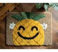 WallustrioaW Kits De Alfombras con Gancho De Pestillo,Piña sonriente,Alfombra con Gancho De Pestillo Bordado,Costura,Bricolaje,Kit De Fabricación De Puntos,52x38cm