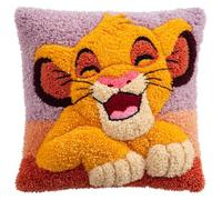 WallustrioaW Kits de ganchos para niños y adultos,Un pequeño león feliz funda de almohada de lona impresa,bordado,festivales,regalos,kits de navidad,43x43cm