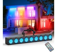 Wallwasher Barra de luz, Rtktoup 9 x 6W RGBW Barra LED Discoteca Profesional Luces Escenario dmx 512 con Control Remoto Iluminación Estroboscopica para DJ fiestas casa discoteca exterior, 1 PCS