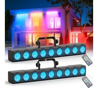 Wallwasher Barra de luz, Rtktoup 9 x 6W RGBW Barra LED Discoteca Profesional Luces Escenario dmx 512 con Control Remoto Iluminación Estroboscopica para DJ fiestas casa discoteca exterior, 2 PCS