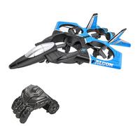 Walmeck Avión de Control Remoto, Luchador Eléctrico de Espuma, Luces LED, Giros 360 °, 3 Baterías, Avión Juguete, Regalos para Niños y Adultos (-1)