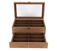 Walmeck Caja de Gafas con 12 Ranuras, Estuche de Exposición Madera Doble Capa, Organizador, Decoración