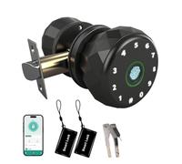Walmeck Cerradura de Puerta Inteligente Huella Digital Electrónica Tarjeta Control de Aplicación Compatible con WiFi Múltiples Métodos Desbloqueo Elegante Manija Puerta Negra