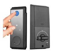 Walmeck Cerradura Inteligente con Pantalla Táctil, Cerradura de Puerta de Entrada sin Llave, WiFi, Contraseña de Huella Digital, Tarjeta para Oficina, Hogar y Dormitorio