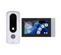 Walmeck de Timbre con Video con Pantalla Táctil de 2MP y 7 Pulgadas con Visión Nocturna Bidireccional para Seguridad del Hogar, de Videoportero Inalámbrico, Protección WiFi IP65, (Enchufe Europeo)