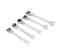 Walmeck Juego de Llaves de Trinquete Abiertas Doble Extremo, Llave Cabeza Flexible 5 Piezas con Tuercas Aire Acondicionado Línea Freno