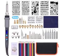 Walmeck KIT DE QUEMADURA DE LEÑA JUEGO PIRGRAFÍA PROFESIONAL PANTALLA LED 79PC TEMPERATURA AJUSTABLE PARA ADULTOS ARTESANÍA MADERA (Gris)