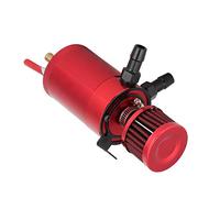 Walmeck Lata de Captura de Depósito de Aceite de Aleación de Aluminio Universal, Mejora la Eficiencia de Admisión y Aumenta la Potencia para Proteger la Vida útil del Motor, Instalación (Roja)