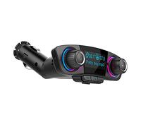 Walmeck Modulador de Transmisor FM para Automóvil, Transmisión de Música por, Identificador de Llamadas, Compatible con Reproducción de Tarjeta TF/Disco U, Carga USB Dual 2.1A,