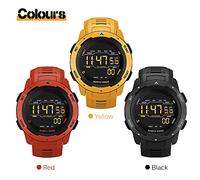 Walmeck Reloj Digital para Hombre, Reloj Despertador con Podómetro de Doble Horario, Resistente Al Agua, 50M, Deportivo, Militar (Amarilla)