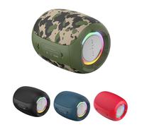 Walmeck S53 Altavoz Inalámbrico Portátil con Graves Potentes IPX6 Resistente Al Agua 24 Horas de Reproducción Iluminación RGB para Fiestas Al Aire Libre Viajes Negro Azul Oscuro Rojo (Camuflaje)