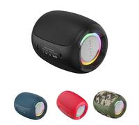 Walmeck S53 Altavoz Inalámbrico Portátil con Graves Potentes IPX6 Resistente Al Agua 24 Horas de Reproducción Iluminación RGB para Fiestas Al Aire Libre Viajes Negro Azul Oscuro Rojo (Negra)