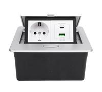 Walmeck Strip Power Strip Empotrada 2 Punta de Punta USB A y C Port PD20W Cobre de Escritorio de Carga Rápida Plata