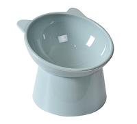 Walmeck Tazón de Comida para Gatos Tazón Elevado Inclinado para Gatos Mascotas Elevado Fácil de Limpiar Comedero Antideslizante Anti Malestar Agua con Fondo Es (Azul Gris)