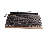 Walmeck Teclado de Máquina de Escribir, Teclado Mecánico Inalámbrico 83 Teclas con Teclas Redondas Metal, Compatible con 10 iOS OS X (Grano Madera)