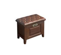 Walnut Shoe Storage Bench with Cushion Entryway Solid Wood Flip Drawer Shoe Rack Free Standing Cabinet for Hallway & Closet (24x14x18 Inch)