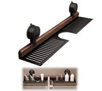 Walnut Suction Cup Bathroom Shelf,No-Drill Bathrooms Kitchen Sink Shelfs Over Faucet,Wall Mounted Above Faucet Rack Kitchen,Floating Organizer for Toiletrie, Bottle and Small Accessorie (Black,40 CM)