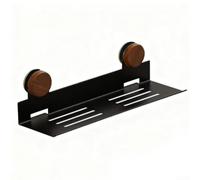 Walnut Suction Cup Rack No Drill Bathroom Shelf(50cm) | No drilling required, powerful vacuum suction, fits para tile glass marble, sleek walnut look, easy install