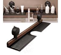Walnut Suction Cup Shelf Over Faucet, 2025 New No Drill Bathroom Sink Organizer with Drain Holes, Removable Storage Rack for Kitchen & Shower (Black,19.6in)