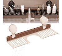 Walnut Suction Cup Shelf Over Faucet, 2025 New No Drill Bathroom Sink Organizer with Drain Holes, Removable Storage Rack for Kitchen & Shower (White,15.7in)